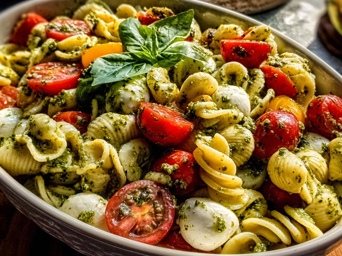 Pesto Caprese Pasta Salad
