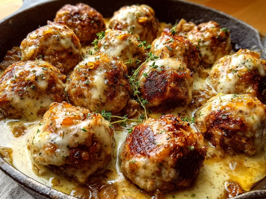 French Onion Meatballs with Savory Onion Sauce
