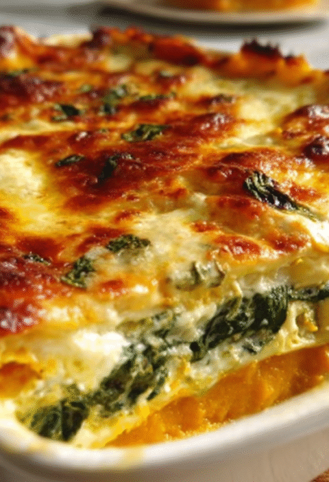 Vegetarian Pumpkin Spinach Lasagna