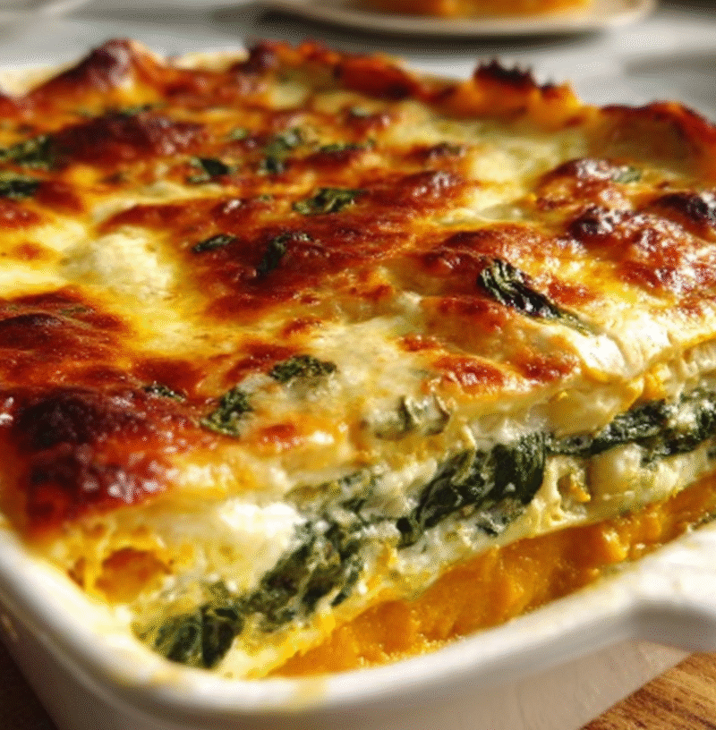 Vegetarian Pumpkin Spinach Lasagna