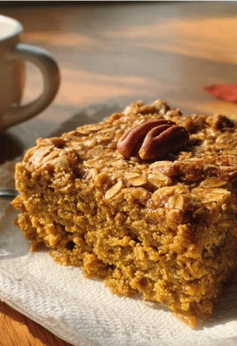 Maple Pumpkin Oatmeal Breakfast Bars