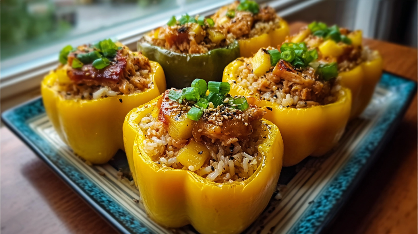 Teriyaki Pineapple Chicken Stuffed Peppers