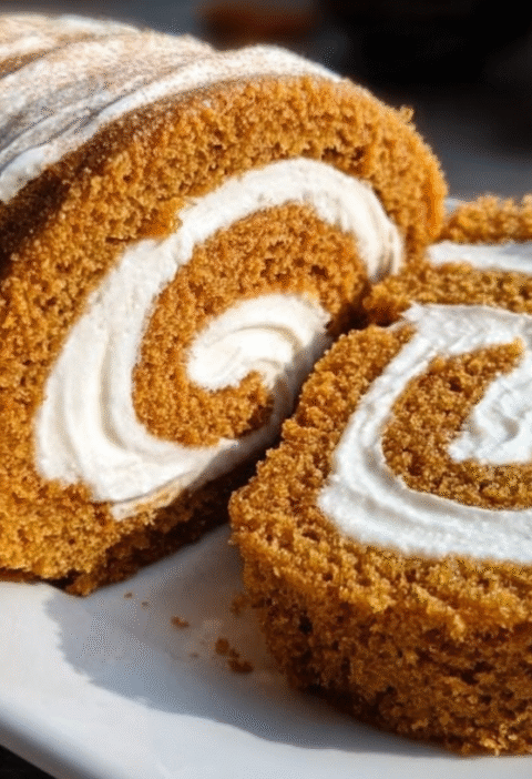 Creamy Pumpkin Spice Roll Cake