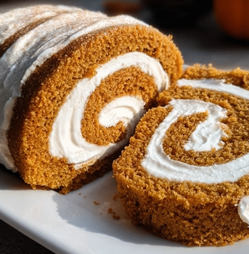 Creamy Pumpkin Spice Roll Cake