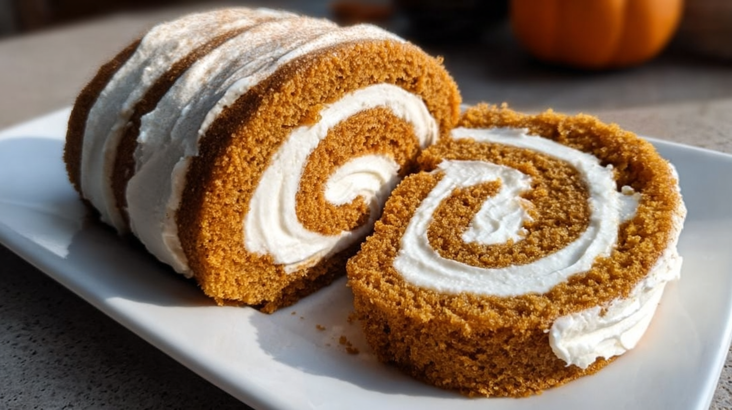 Creamy Pumpkin Spice Roll Cake