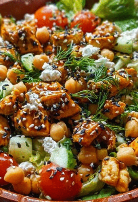 Sesame Chicken and Chickpea Salad