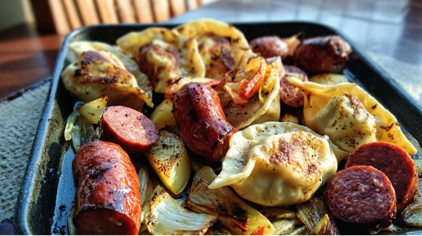 Sheet Pan Pierogies and Kielbasa